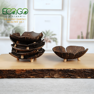 Porte-savon ECO2GO en coquille de noix de coco rustique, best-seller, avec pieds en bois, accessoire de salle de bain naturel, décoration de bain biodégradable - Product Image 1