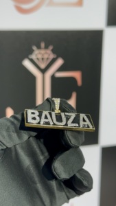 Pendentif BAUZA Words en moissanite grande taille, fabriqué en argent sterling 925 massif, bijoux hip-hop, joli cadeau pour les rappeurs - Product Image 3