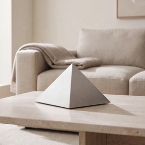 Pyramid Cremation Urn Silver Metal <b>Memorial</b> Vessel with Distinctive Four Sided <b>Form</b> and Covered Design for Ash Storage - Product Image 4