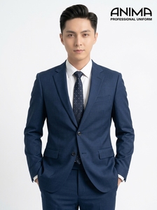 Premium Royal Navy Blue Men’s Wrinkle-Resistant Business Suit Elegant Executive Office <b>Blazer</b> and Trousers <b>Set</b> - Product Image 4