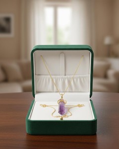 Natural Amethyst Pendant <b>Necklace</b> Handmade Gemstone Jewelry Healing Crystal <b>Necklace</b> Fashion Gift <b>for</b> Women <b>Men</b> - Product Image 2