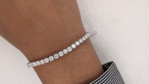 Bracelet tennis à maillons ronds en diamant de laboratoire de 1,10 ct pour femmes, bracelet en or jaune massif 18 carats, bijoux en diamant - Product Image 3