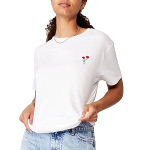 เสื้อยืดแขนสั้นผ้าฝ้าย100% สำหรับผู้หญิง,เสื้อยืดทรงหลวมไม่มีลายกำหนดได้เองปี100% - Product Image 1