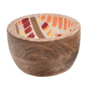 Bol décoratif en bois de manguier et émail de style nordique moderne - Bol à fruits en bois de grande capacité - Centre de table minimaliste peint à la main - Product Image 2