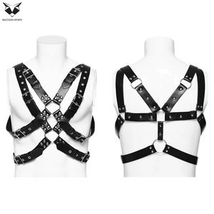 Gothic Punk Chest Strap with Metal O-Rings and Buckles Multi-Strap Heavy Duty Adjustable Good Supplier Leather Harness <b>Top</b> - Product Image 3