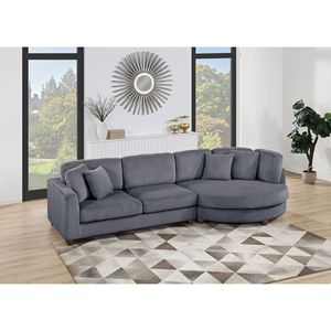 Divano Sezionale Contemporaneo a 2 Pezzi XL in Tessuto Corduroy Felpato Grigio Scuro per Soggiorno, Divano LAF, Chaise RAF, Cuscini Inclusi - Product Image 1