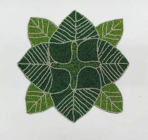 Handmade Customized Shape Fabric Placemat <b>Green</b> Beaded Design Luxury <b>Table</b> <b>Mat</b> 450mm Diameter Eco-Friendly Durable Adjustable - Product Image 1