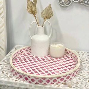 Plateau de service rectangulaire de luxe fait main en bois avec incrustation d'os bleu, plateau décoratif pour table basse ou ottoman, cadeau de décoration intérieure - Product Image 1