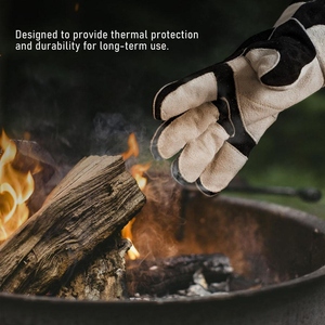 Nouvelles gants de soudure en cuir de vachette renforcé avec logo personnalisé, protection industrielle des mains, gants de lutte contre l'incendie - Product Image 5