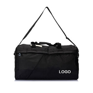 Nouvel article : Sac de sport unisexe 30-40L en polyester avec fermeture éclair, sangle réglable, design décontracté noir uni - Product Image 4