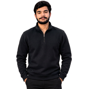 Wholesale <b>Half</b> <b>Zip</b> <b>Sweatshirt</b> Factory Loopback French Terry <b>Sweatshirt</b> Luxury Fashion <b>Half</b> <b>Zip</b> <b>Sweatshirt</b> - Product Image 1