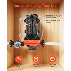 Pompa Acqua 12V DC per Camper 6 GPM (22.7 L/min) a 4 Camere Autoadescante a Diaframma con Pressostato Automatico 70 PSI per Uso Marino - Product Image 5