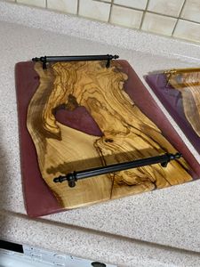 <b>Designer</b> Resin And Wooden Tray For Hotel Room <b>Service</b> Breakfast Presentation And Elegant Home Decor - Product Image 1