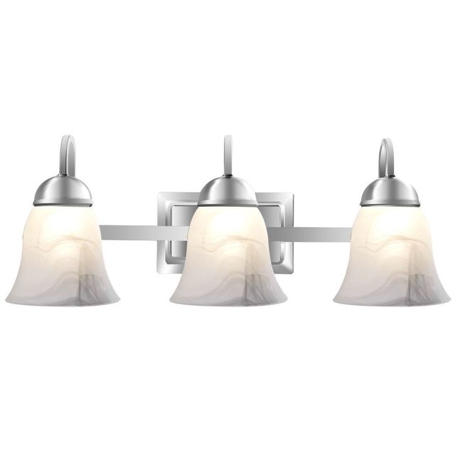 3-Light Dimmable LED Bath Vanity Light with Alabaster Glass Bathroom Vanity Lighting