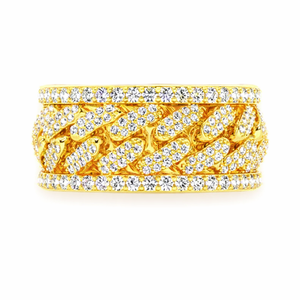 <b>Iced</b> Out Hip Hop Diamond <b>Ring</b> Cuban Link Design for Men 925 Silver 10K 14K Gold Wide Band Luxury <b>Ring</b> Streetwear Jewelry Gift - Product Image 2