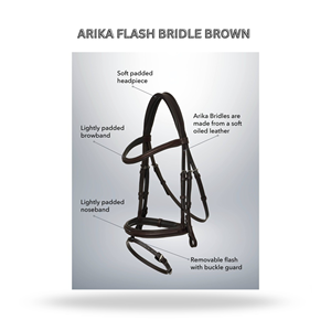 Brida ARIKA FLASH marrón, tamaño completo, para equitación inglesa, cómoda para el caballo. - Product Image 2