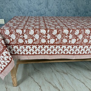 Custom Printed Waterproof Durable Luxury Dining <b>Tablecloth</b> Handmade Block Printed Cotton Linen Square Solid - Product Image 6