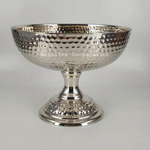 Pedestal decorativo martillado de aluminio de estilo árabe, cuenco para servir frutas de Chocolate chapado en oro, el diseño más Popular para cuencos de Metal - Product Image 4