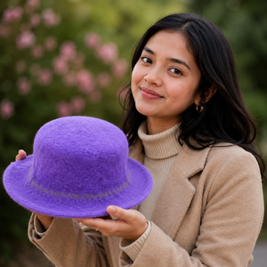 Handmade <b>Purple</b> Wool Felt Bucket <b>Hat</b> - Product Image 1