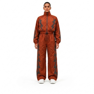 Nylon Black Sportswear Tracksuit <b>Set</b> with Athletic Zip Jacket and Pants for Training Fitness Running Workout and Outdoor Sports - Product Image 1