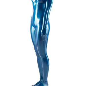 Mono largo azul elástico para mujer, sin mangas, ajustado, con decoración de agujeros, ideal para discoteca - Product Image 3