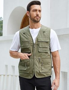 Gilet de pêche pour homme, gilet utilitaire de safari et de voyage avec poches, gilet de travail extérieur, gilet cargo pour la photographie, gilet d'été - Product Image 6
