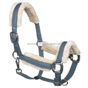 Lightweight Comfortable <b>Mink</b> Fleece Padding Nylon Horse Halter in all custom sizes and colors stainless steel Nickel hardware - Product Image 3