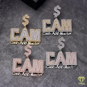 Colgante de Lujo con Letra 'CAM' de Moissanita y Diamantes, Cadena Hip Hop Personalizada Estilo Cash, Joyería Bling para Hombre - Product Image 2