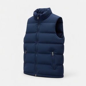 Wholesale Custom OEM Printed Canvas Puffer <b>Jacket</b> Men Customized Winter Half Sleeves Hooded Lightweight Fashion Waterproof - Product Image 5