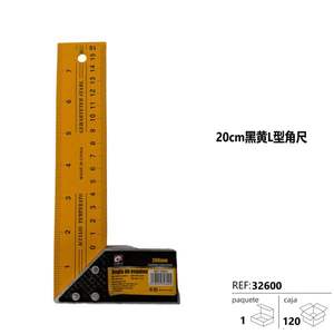Regla de Esquina en Forma de L de 200 mm, Negra y Amarilla, Regla de Precisión para Medir y Dibujar - Product Image 3