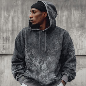 Sudadera con capucha para hombre, estilo urbano, de invierno, con hombros caídos, lavado ácido, de moda - Product Image 1
