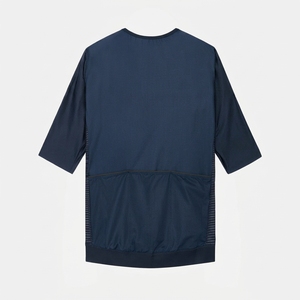 เสื้อปั่นจักรยานสำหรับผู้หญิง สีกรมท่า ดีไซน์แผงตาข่ายด้านหน้าแบบซิปเต็มตัว แขนสามส่วน ชุดกีฬาสำหรับปั่นจักรยาน - Product Image 2