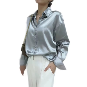 เสื้อเชิ้ตทำงานผู้หญิงไซส์ใหญ่ แขนยาว ปกเสื้อแบบเรียบง่าย แฟชั่นใหม่สำหรับฤดูร้อน - Product Image 3