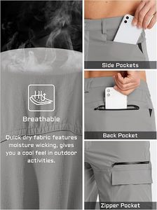 Mens Lightweight Quick Dry Breathable <b>Canvas</b> Cargo Hiking Shorts Elastic Waist Belt Multi Pocket Outdoor Travel Fishing Camping - Product Image 5