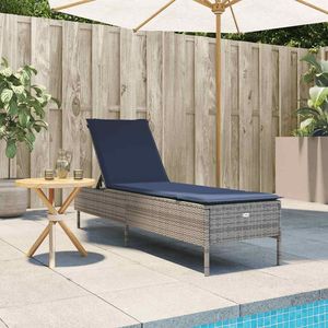 Chaise longue de patio réglable en hauteur en rotin PE gris - Product Image 3