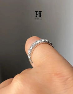 Luxury 14K White Gold Round Cut Lab Grown Diamond Eternity Ring U-Prong Scallop Setting Wedding Band for Women - Product Image 2