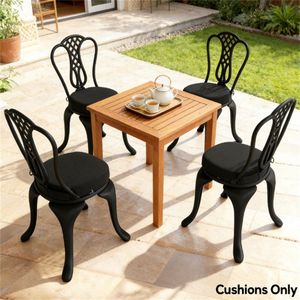 Set di 4 cuscini neri circolari per sedie da terrazza e da pranzo, solo cuscini da esterno - Product Image 1