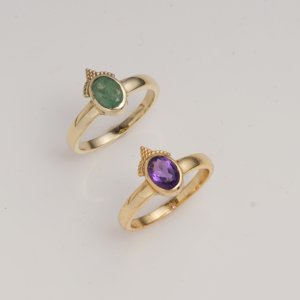 Brass Amethyst 5x7mm Oval Faceted Bezel Set Fixed Size Minimal Halo Glam <b>Statement</b> <b>Ring</b> Handmade Jewelry - Product Image 6