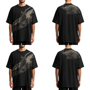 Camiseta Premium para Hombre, de Gran Tamaño, con Hombros Caídos, con Estampado Gráfico Topográfico, Estilo Urbano Contemporáneo - Product Image 3