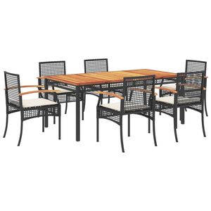 Set da Pranzo da Giardino Nero per 6 Persone, Piano in Teak, Struttura in Metallo, Resistente alle Intemperie, Design Contemporaneo - Product Image 2