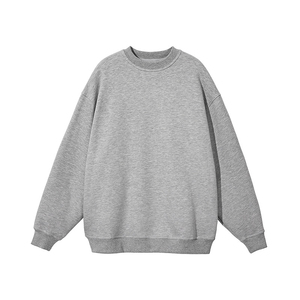 Sweat-shirt à col rond surdimensionné gris uni, coupe classique, pull décontracté en tricot pour homme, hiver, poche avant, respirant, écologique - Product Image 1