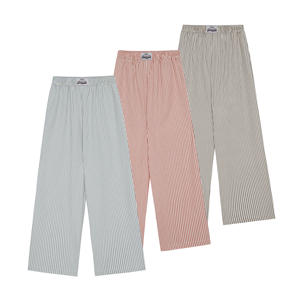 OEM ODM <b>Lounge</b> Pants Elastic Waist Wide Leg Unisex Loose Fit Striped Casual Trousers for Men and Women Made in Vietnam - Product Image 6