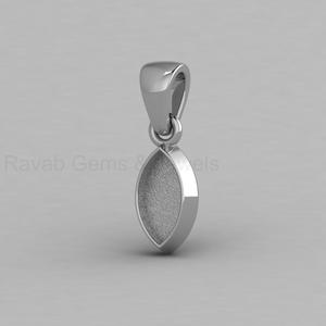 Handmade Solid 925 Silver 14K Gold 7x14mm Marquise Shape Blank Bezel Cup Charm Pendant Cabochon Setting <b>for</b> DIY Keepsake Jewelry - Product Image 2