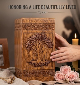Tree of Life Custom Handmade Urn - Wooden Urns for Human Ashes - Cremation Urns for Adult Ashes – <b>Memorial</b> urn <b>box</b> for ashes-kee - Product Image 3