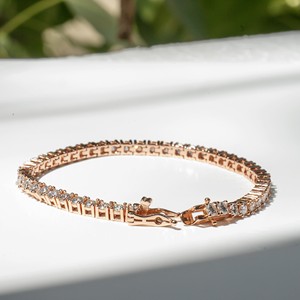 Elegant <b>Rose</b> Gold Tennis Bracelet With Round Brilliant Cut <b>Clear</b> Stones Luxury Womens Wedding Jewelry Gift Collection Set - Product Image 2