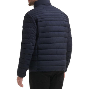 Dernière veste matelassée bleu marine pour homme, coupe-vent, fermeture éclair, col montant, décontractée, hiver, couleur unie, extérieur polyester, coupe régulière - Product Image 2