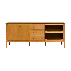 Solid Teak Wood <b>Sideboard</b> <b>Storage</b> Cabinet Modern Minimalist Buffet Cabinet Living Room Furniture with Doors and Drawers - Product Image 1