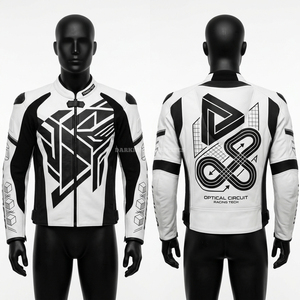 Custom Vintage Leather <b>Racing</b> <b>Jacket</b> Men Retro Motorbike Rider Coat Personalized Graphic Embroidery Streetwear Moto Outwear - Product Image 5