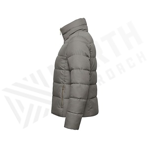 Hooded Quilted Waterproof <b>Bubble</b> Jacket Black Full Sleeve Winter Windproof Cotton Shell Knitted Fabric Polyester Filling Stand - Product Image 3