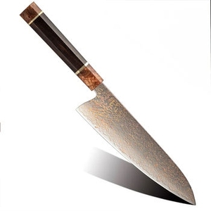 Artisan <b>Copper</b> Damascus <b>Kitchen</b> Knife With Matching Wooden <b>Handles</b> For Professional Catering And Home <b>Kitchens</b> - Product Image 4